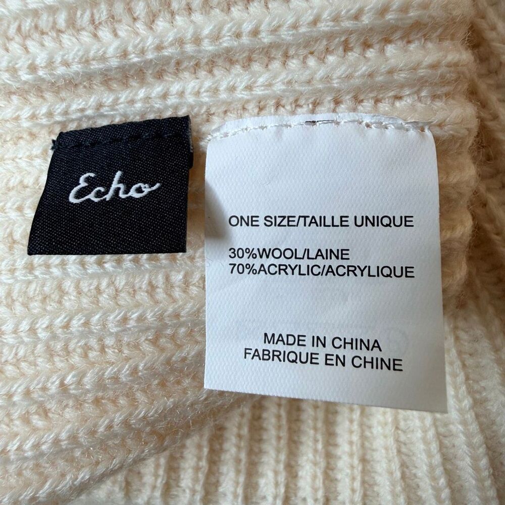 Echo Wool Blend Knit Balaclava Cream Hood - Picture 2 of 4